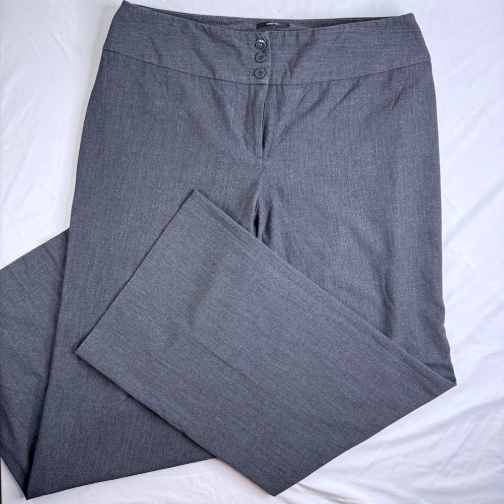 Style & Co Womens Charcoal Gray Wide Leg Stretch Dress Pants Size 14 Workwear